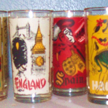 Coca Cola Glasses with around the world paintings on them - Coca-Cola