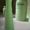 Found at my brother's estate. green kitchen canisters