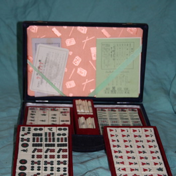 Vintage Japanese Bone and Bamboo Mah Jong set