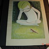 Signed and numbered print Elf and birds 1972