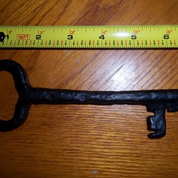 Very old large cast iron skeleton key 