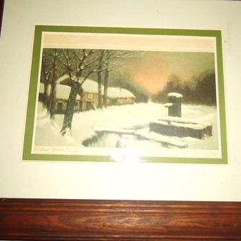 Old Dr.'s Christmas card from thrift store, Snow Covered Trough - Postcards
