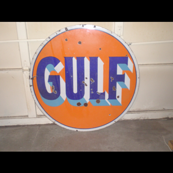 Double Sided Gulf Porcelain Sign (Age?)