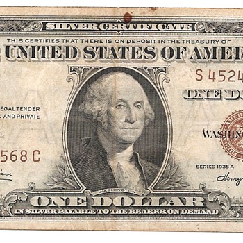 A 1935A One Dollar Bill Stamped Hawaii - Military and Wartime