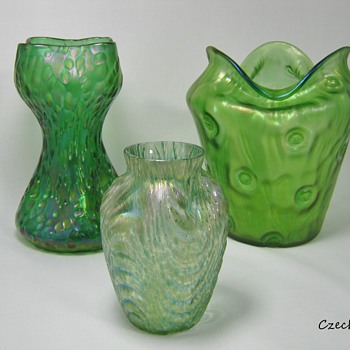 Loetz Art Glass, Group shots Rolling in the greens ~~~ - Art Glass