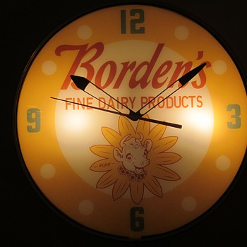 Borden's Ice Cream 18 Inch Lackner Clock 1950's - Clocks