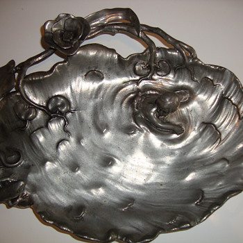 art nouveau pewter table piece