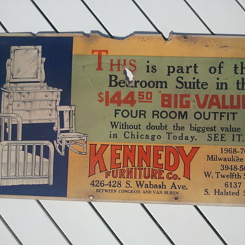 Pre-20's Cardboard Trolley Car Furniture Store Advertisement Sign - Signs
