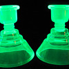 Pair of Vaseline Uranium Candlesticks