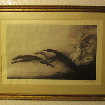 Art Deco Louis ICart stone lithograph "Speed"