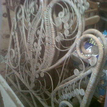 I thing these are from early 1900 WICKER OR RATAN Victorian Headboards not sure - Furniture