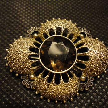 Art Deco 1930s Theodor Fahrner Brooch Silver Gilt Filligree - Fine Jewelry