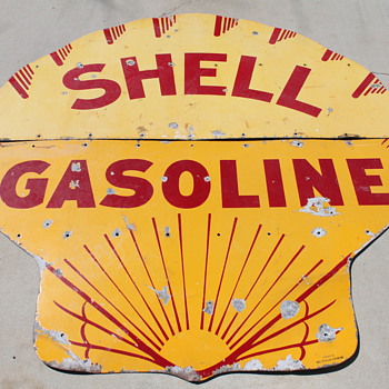 Porcelain Shell Gasoline Advertising Sign