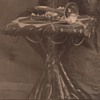 Twig Table Crazy Quilt Bugle and Woman Photograph