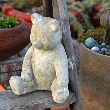 Teddy Bear Garden Ornament and Irridescent Elephant Found a Pink Chair - Animals