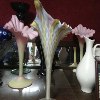 Rainbow colored , cased glass, jack in pulpit vase - Art Glass