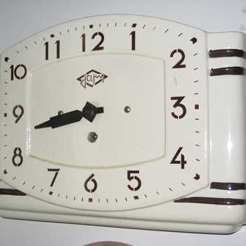 Antique ceramic 1950's French Japy wall clock.
