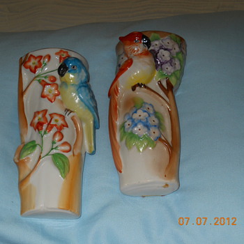 my gandmothers bird wall pockets. - Art Pottery