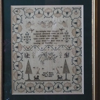 Religious phrase makes this sampler so endearing.  1830 an 11 year old from Sennen, Cornwall, England. I have pedigree info.