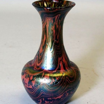 Kralik Red & Black Lava Vase - Art Glass