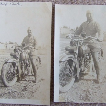 Photographs of man on Harley- Davidson c. 1930s