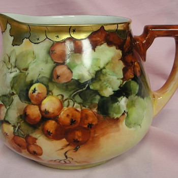 VINTAGE LIMOGES WG & CO. HAND PAINTED CIDER PITCHER 