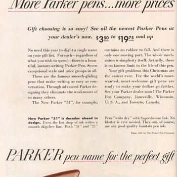 1952 - Parker Pens Advertisement - Advertising