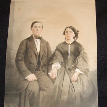 1858 Painting of couple holding hands