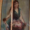 Print\Paint? on Fabric Beautiful Girl,  Some  damage, Yard Sale Pick