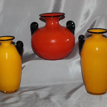 Claw Handled Vases - Art Glass