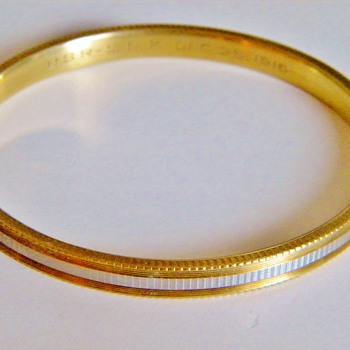 Antique Edwardian 14k 2 Tone Bangle Bracelet Hallmrkd 1916 Engagement Gift