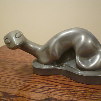 Pewter Weasel sculpture 1982. - Animals