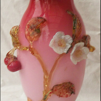 Victorian Glass Cherry Vase ( Harrach?) - Art Glass