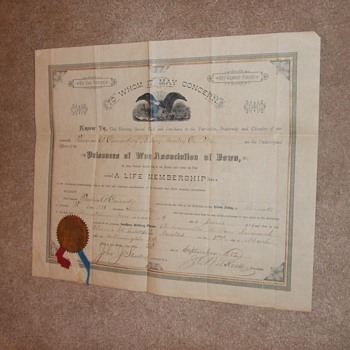 Ex Union Prisoner Association membership document Andersonville survivor