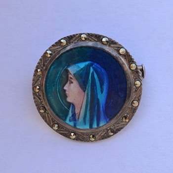 Antique Limoges Enamel Saint Fabiola Pin / Brooch - Fine Jewelry