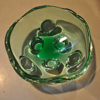 Amoeba Retro Heavy Cut Glass Bowl