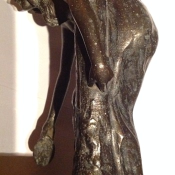 Bronze or spelter lady, possibly once a lamp or water feature - Art Nouveau