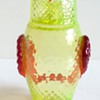 KRALIK VASELINE YELLOW  AND RUBY RED OWL DECANTER.