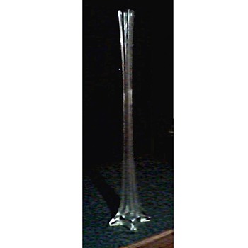 Two Foot Tall Clear Glass Four Rib Vase/ Unknown Maker and Age - Art Glass