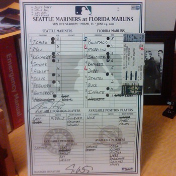 Line-up card from Mariners Dugout (6/24/2011, signed by Felix Hernandez.
