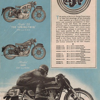 1951 A.J.S. Motorcycle Advertisement - Advertising
