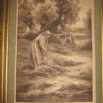 ANTIQUE PICTURE CALLED "HAYMAKING" - Posters and Prints