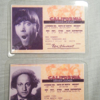 THE THREE STOOGES Moe Howard - Larry Fine's Driver Licenses - Postcards