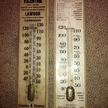 Valentine's Varnishes Thermometer/Farmers Mutual Fire Thermometer - Advertising