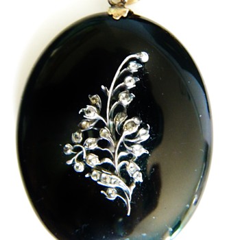 Antique Georgian Rose Diamond Onyx 15k Rose Gold Locket Pendant Choker - Fine Jewelry