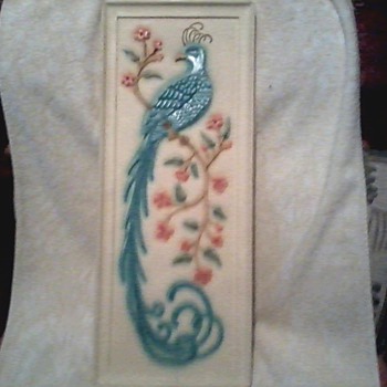 Vintage Chalkware "Peacock" Wall Plaque / Circa 1950's-1960's - Art Pottery