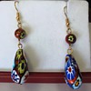 VINTAGE VENETIAN MILLEFIORI GLASS BEAD EARRINGS