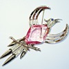 40s Trifari Sterling Huge Paradise Bird Rhinestone Jelly Belly Brooch Pin