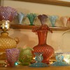 Newly Purchased Fenton Amber Hobnail Overlay Finger Lamp W/Cranberry Shade