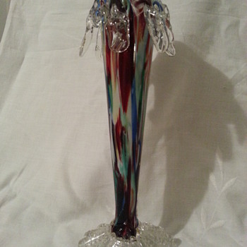 Bohemian Spatter Glass Vase - Art Glass